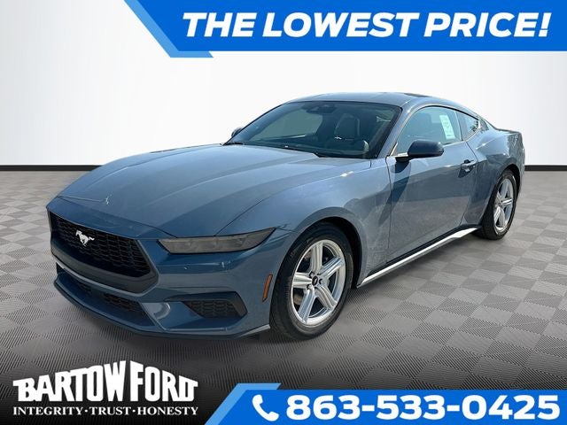 2026 Ford Mustang EcoBoost in Vapor Blue — front three-quarter view