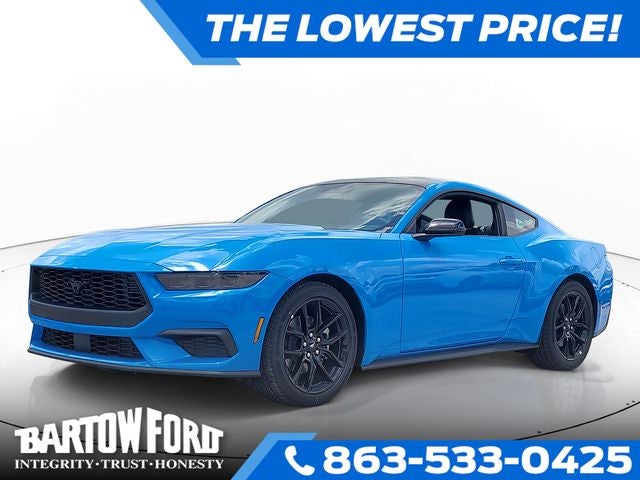 2026 Ford Mustang EcoBoost in Blue — front three-quarter view