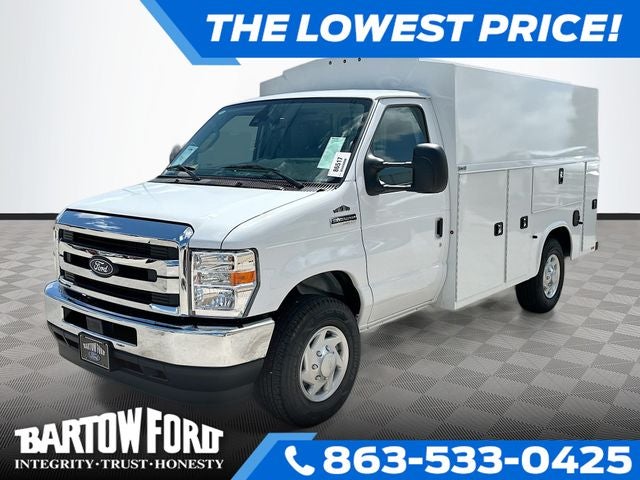 2026 Ford E-350SD Base Cutaway in Oxford White — front three-quarter view