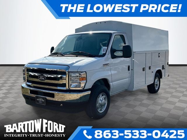 2026 Ford E-350SD Base Cutaway in Oxford White — front three-quarter view