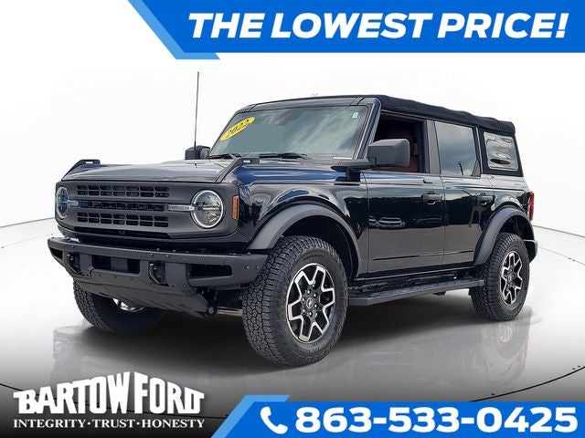 2022 Ford Bronco Base in Shadow Black — front three-quarter view