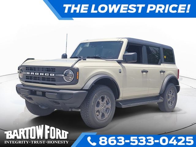 2026 Ford Bronco Big Bend in Desert Sand — front three-quarter view