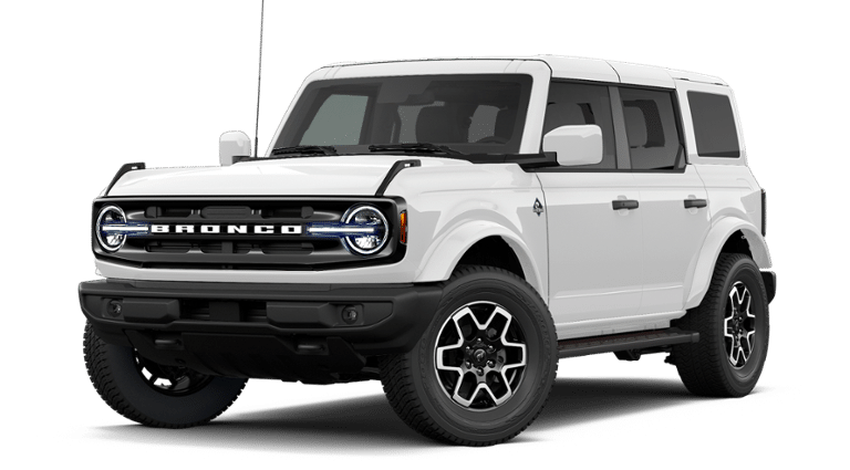 2026 Ford Bronco Outer Banks in Oxford White — front three-quarter view