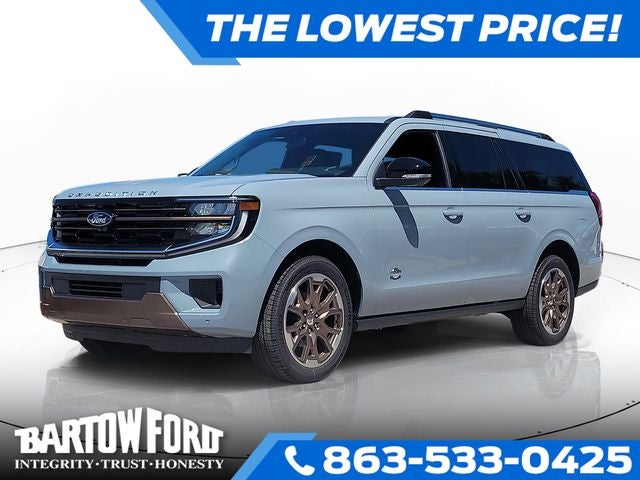 2026 Ford Expedition Max King Ranch in Gray Metallic — front three-quarter view