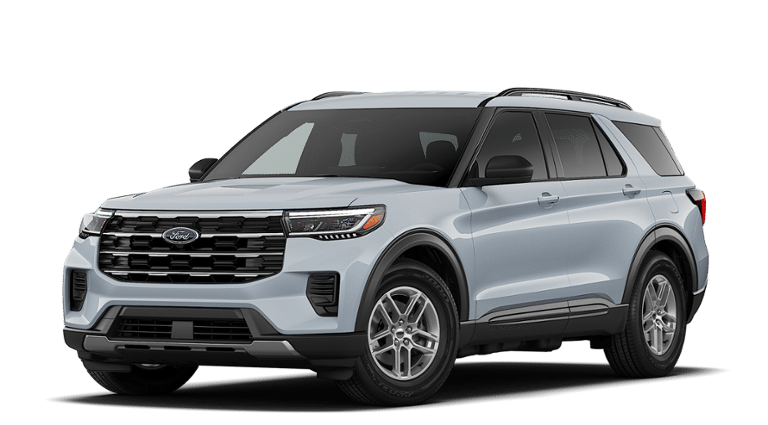 2026 Ford Explorer Active in White Metallic — front three-quarter view