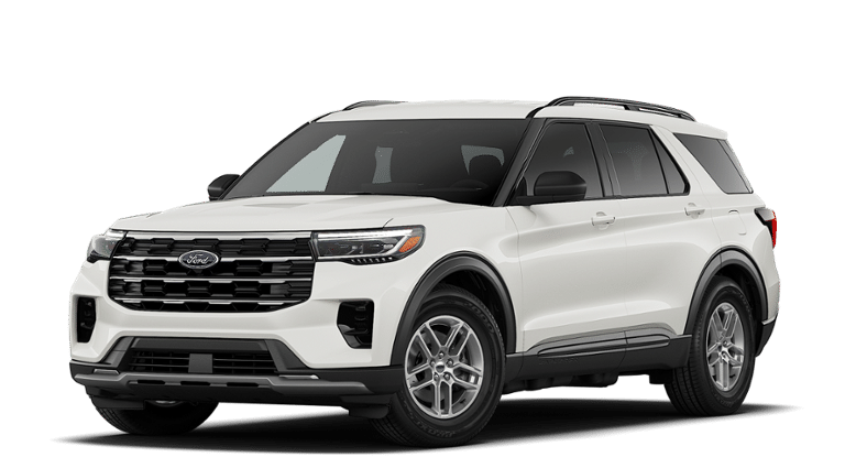 2026 Ford Explorer Active in White Metallic — front three-quarter view