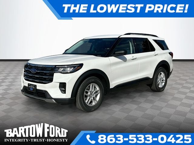 2026 Ford Explorer Active in White Metallic — front three-quarter view