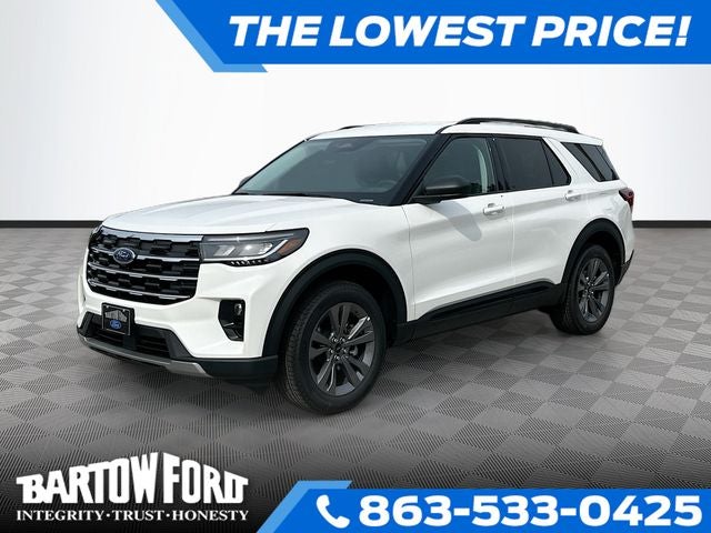 2026 Ford Explorer Active in White Metallic — front three-quarter view