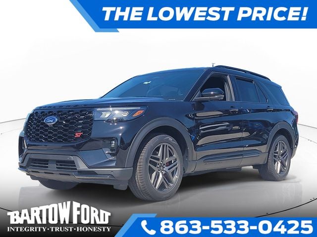 2026 Ford Explorer ST in Black Metallic — front three-quarter view