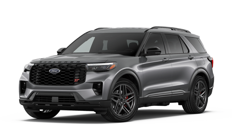 2026 Ford Explorer ST in Gray Metallic — front three-quarter view