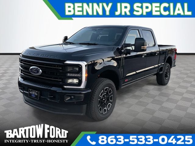 2026 Ford F-250SD Platinum 4WD CREW CAB in Black Metallic — front three-quarter view