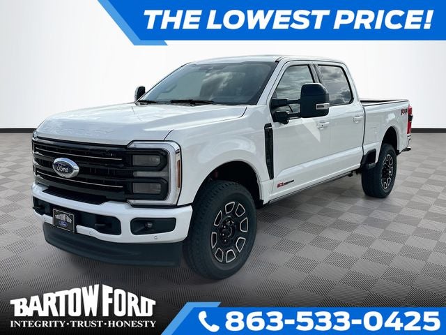 2026 Ford F-250SD Platinum 4WD CREW CAB in White Metallic — front three-quarter view