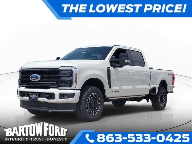 2026 Ford F-250SD Platinum 4WD CREW CAB in White Metallic — front three-quarter view