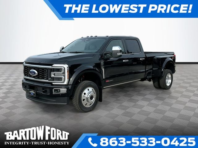 2026 Ford F-450SD Platinum 4WD CREW CAB in Black Metallic — front three-quarter view
