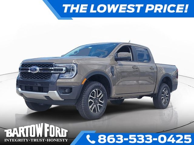 2026 Ford Ranger Lariat in Gray — front three-quarter view