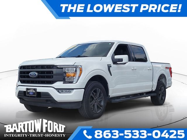 2023 Ford F-150 Lariat 3.5 ECOBOOST in Oxford White — front three-quarter view