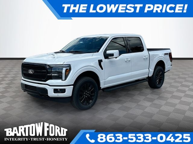 2026 Ford F-150 Lariat 4WD SUPERCREW in White Metallic — front three-quarter view