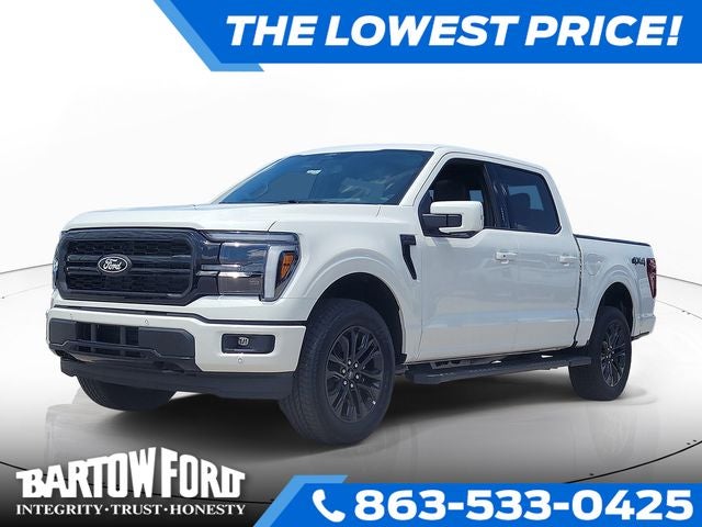 2026 Ford F-150 Lariat 4WD SUPERCREW in White Metallic — front three-quarter view