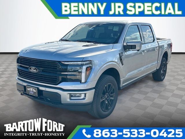 2025 Ford F-150 Platinum 4WD SUPERCREW in Silver Metallic — front three-quarter view