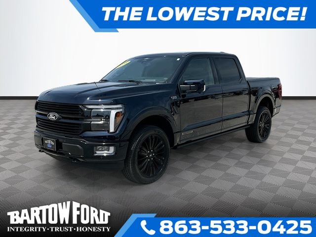 2025 Ford F-150 Platinum 3.5 POWERBOOST in Antimatter Blue Metallic — front three-quarter view