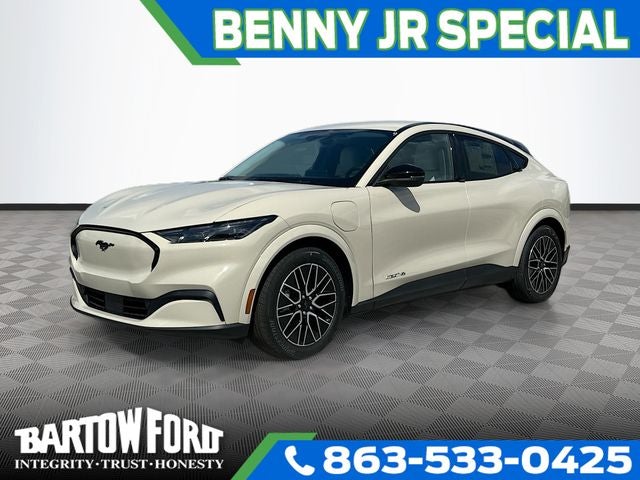2026 Ford Mustang Mach-E Premium in Desert Sand — front three-quarter view