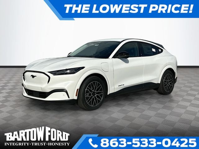 2026 Ford Mustang Mach-E Premium in White Metallic — front three-quarter view