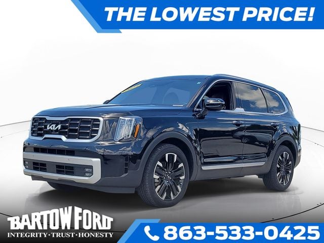 2023 Kia Telluride SX-Prestige 3.8 V6 in Ebony Black — front three-quarter view